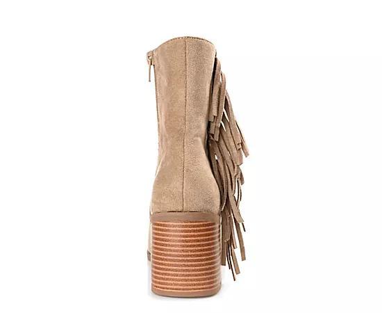 Journee Collection Womens Noriah Tru Comfort Foam Inside Zip Stacked Heel Booties Brown 6.5 Product Image