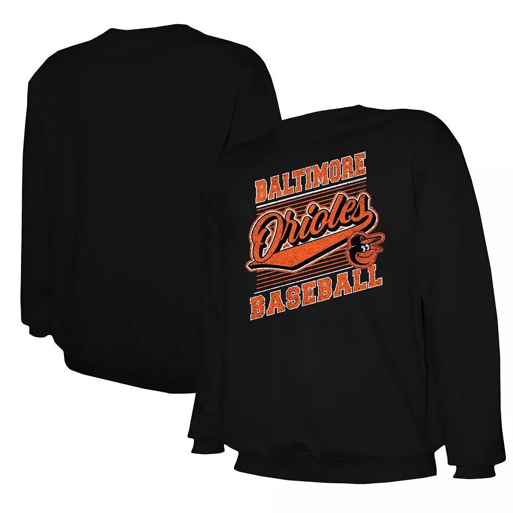 Men's Stitches Black Baltimore Orioles Pullover Sweatshirt, Size: Medium Product Image