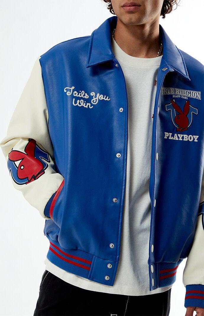 True Religion Men's x Playboy Faux Leather Varsity Jacket Product Image