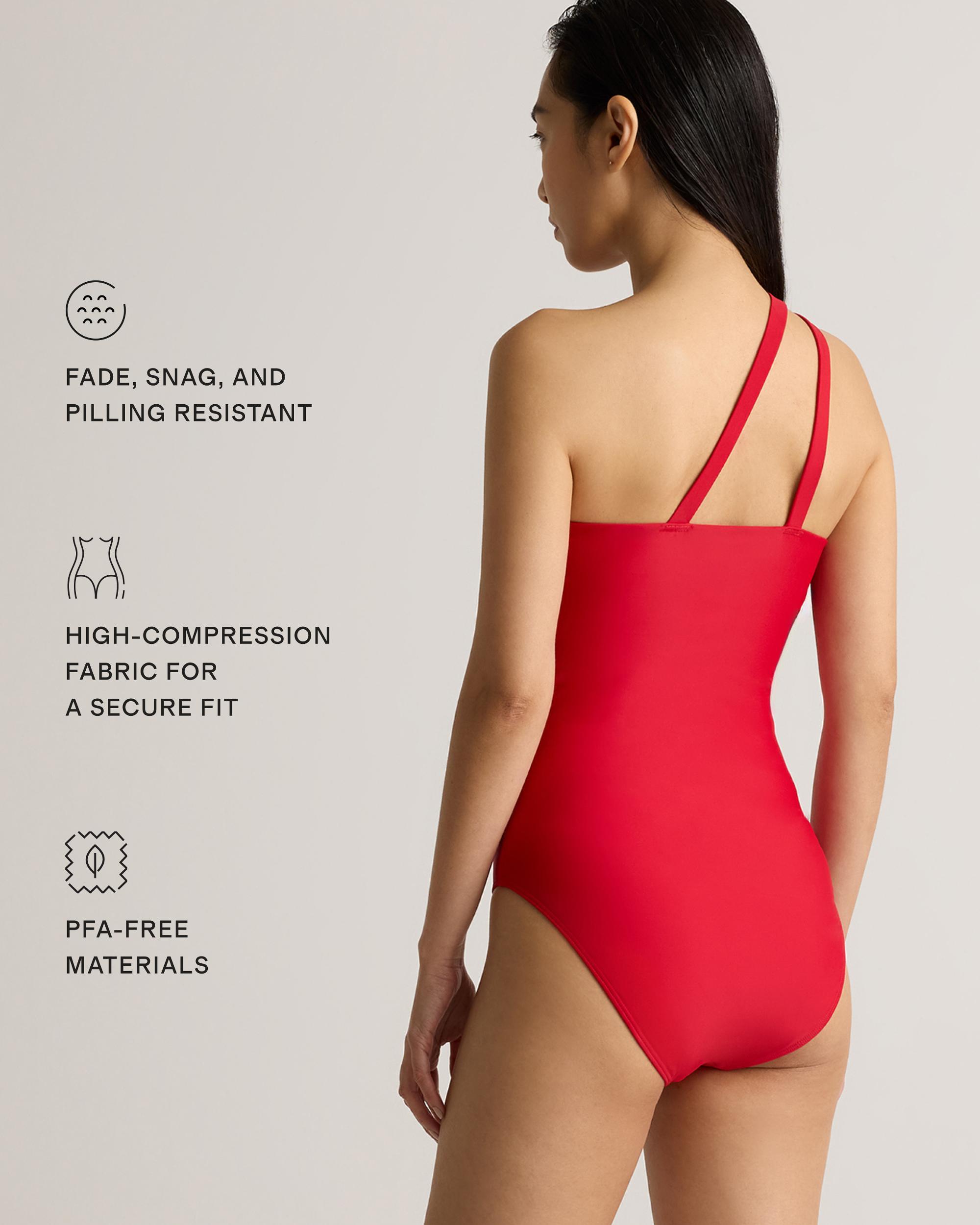 Quince | Women's Italian One Shoulder One-Piece Swimsuit Size XS, 78% Recycled Polyamide, 22% Spandex Product Image