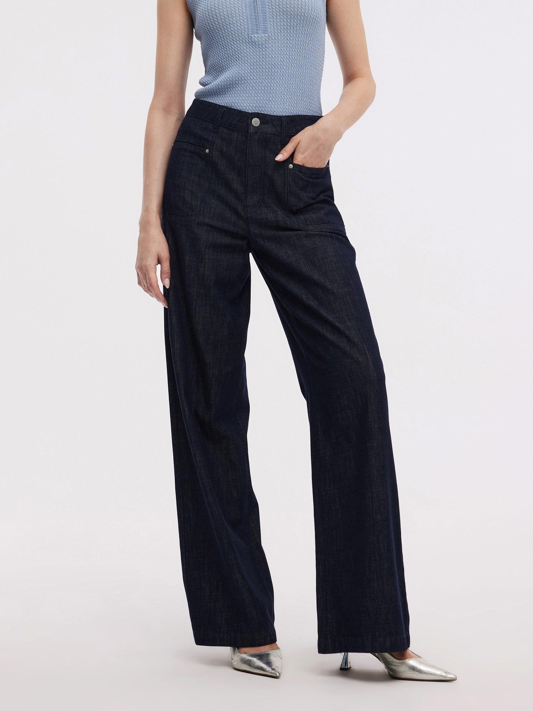 100% Cotton Denim Women Straight Leg Jeans Product Image