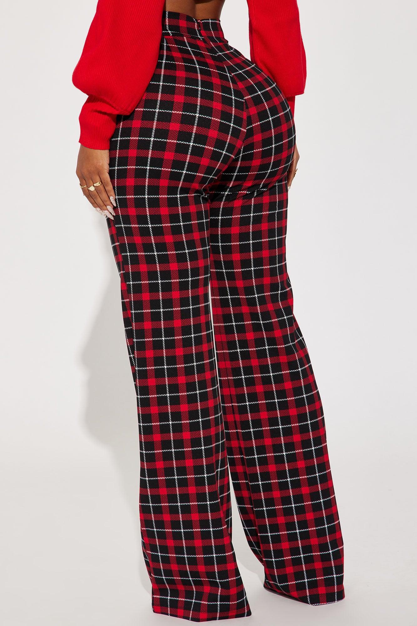 Victoria High Waisted Dress Pant - Red/Black Product Image