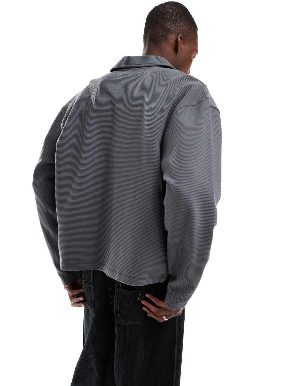 ASOS DESIGN oversized boxy shacket in gray Product Image