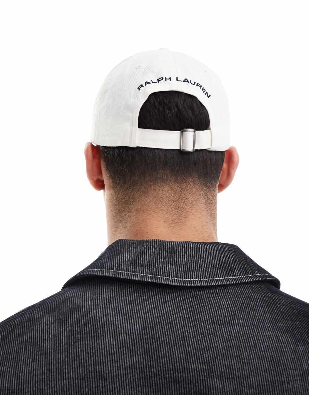 Polo Ralph Lauren Sport capsule flag logo twill baseball cap in cream Product Image