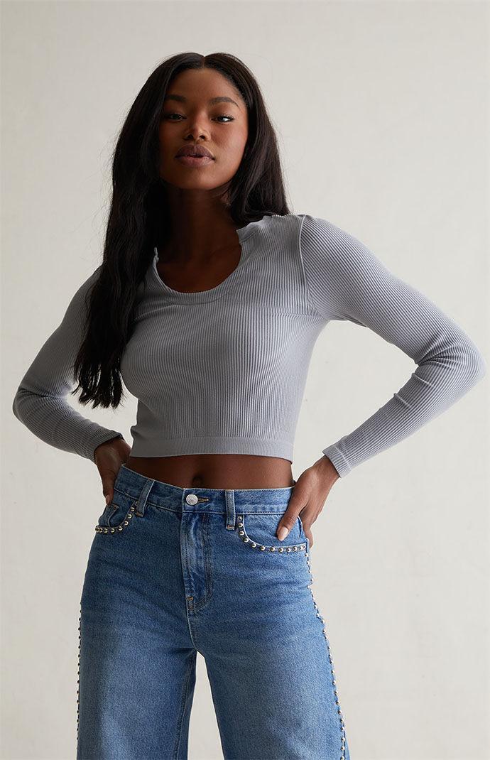 Contour Women's Seamless Notched Neck Long Sleeve Top Product Image