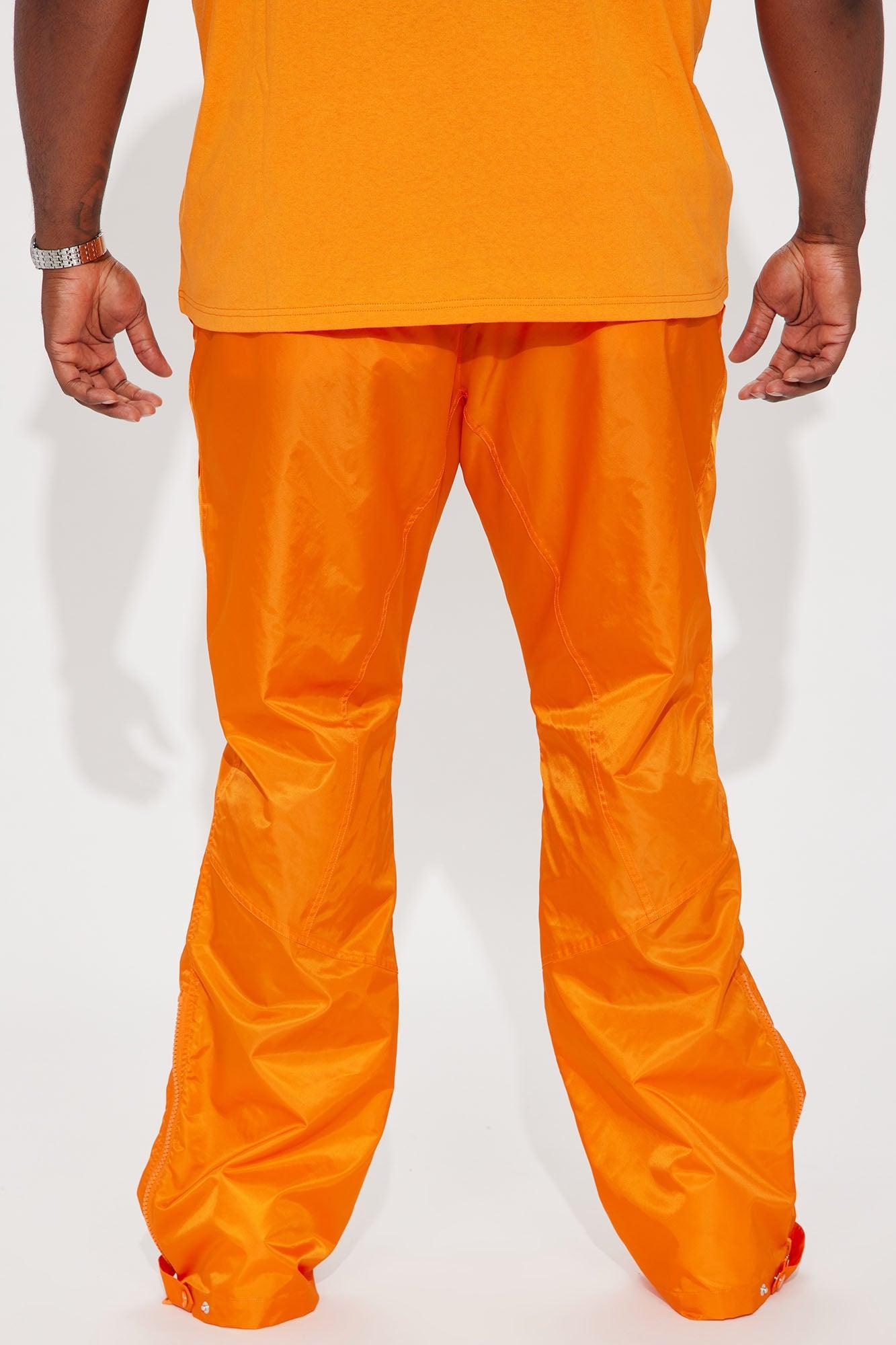 Play The Track Stacked Slim Flare Nylon Pants - Orange Product Image