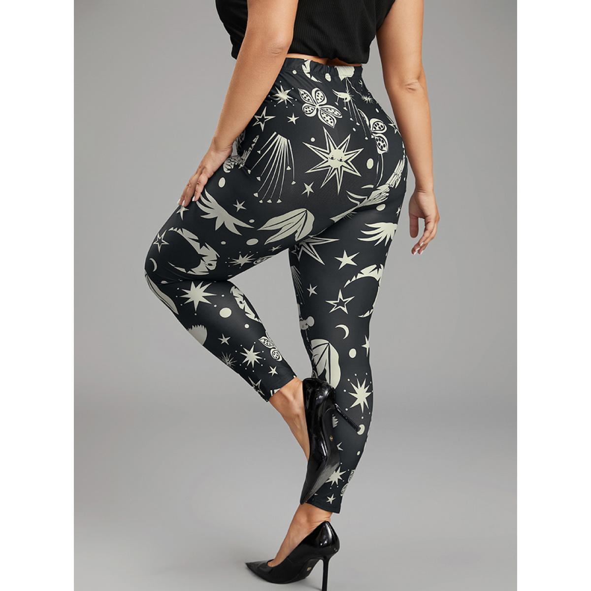 Plus Size Natural Print High Rise Skinny Leggings Women Black Casual High stretch Skinny High Rise Everyday Leggings BloomChic 10/M Product Image