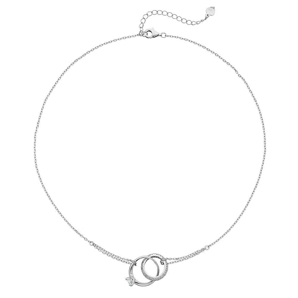 Sterling Silver Cubic Zirconia Engagement Ring Necklace, Women's Product Image
