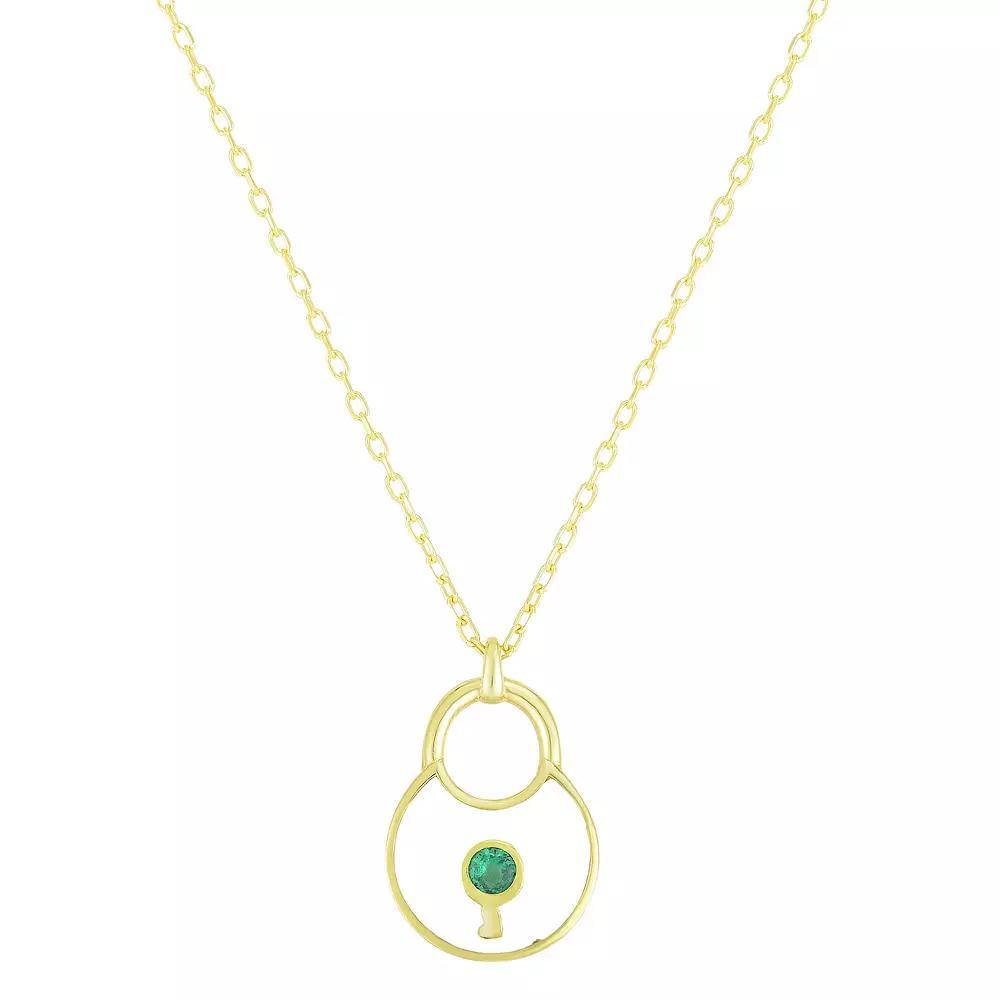 Sunkissed Sterling 14k Gold Over Silver Cubic Zirconia Lock Necklace, Women's, Size: 17", Gold Tone Product Image