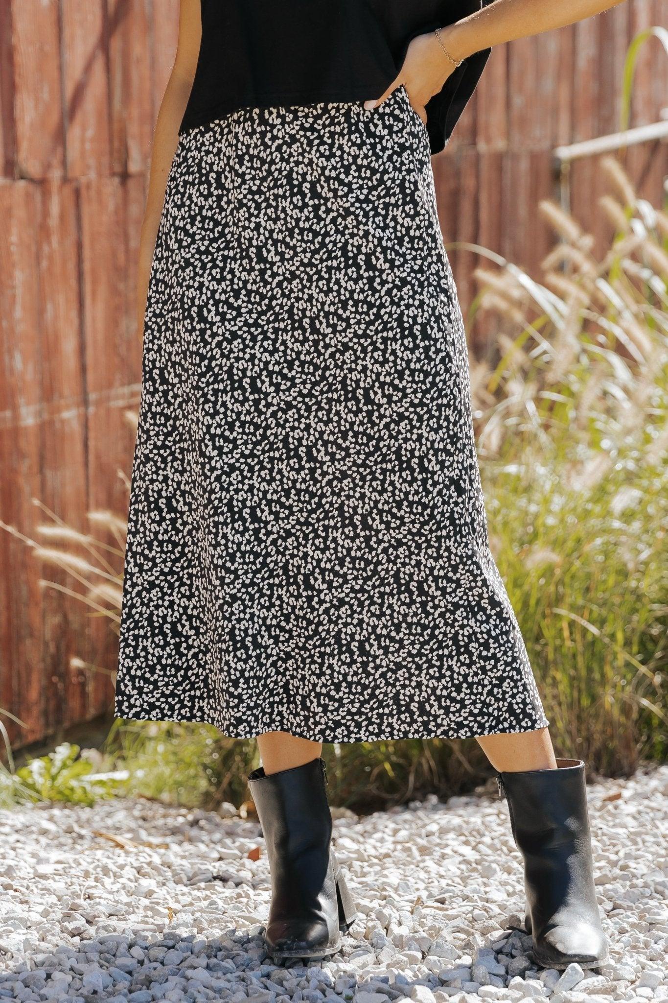 Black Leopard Print Midi Skirt - FINAL SALE Female Product Image