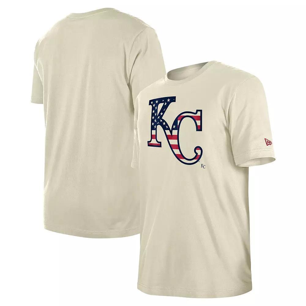 Men's New Era Cream Kansas City Royals 4th of July Flag Fill T-Shirt, Size: 2XL, Beige Product Image