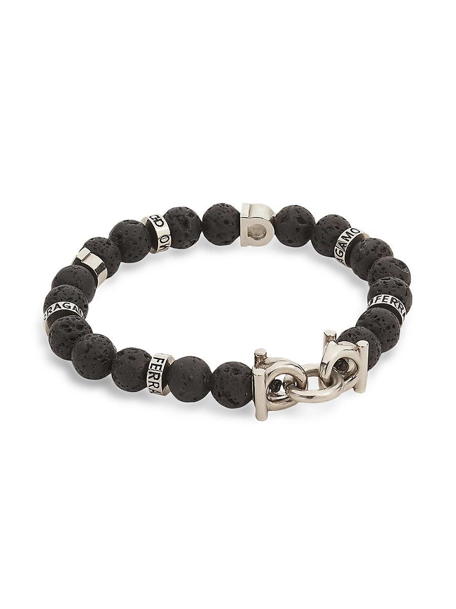 Salvatore Ferragamo Mens Gancini Lava Beads Bracelet Product Image