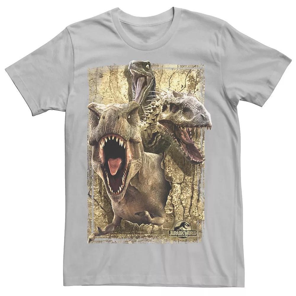 Men's Jurassic World Killer Dinosaur Collage Tee, Size: 3XL, Red Product Image