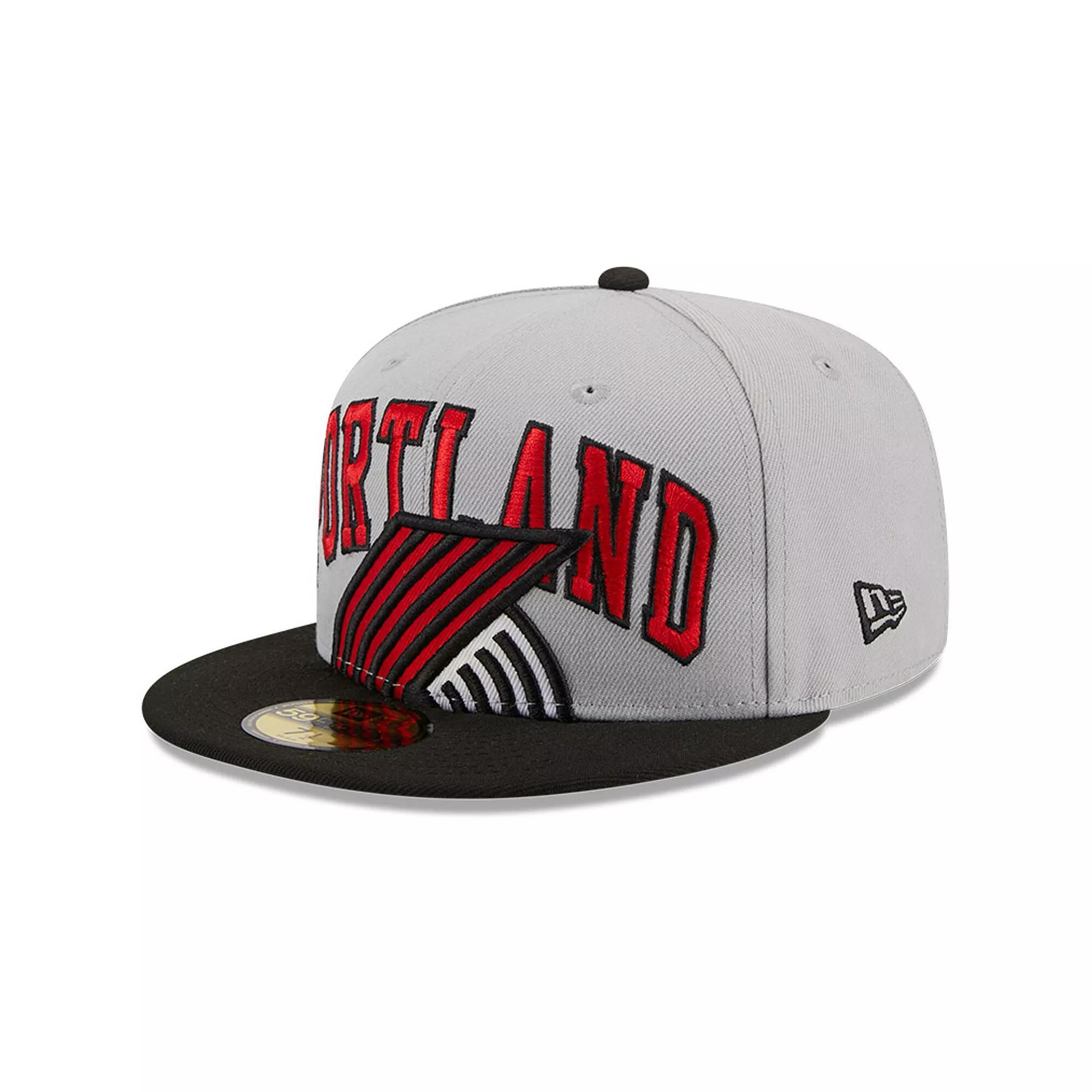 Men's New Era Gray/Black Portland Trail Blazers Tip-Off Two-Tone 59FIFTY Fitted Hat, Size: 7, Grey Product Image