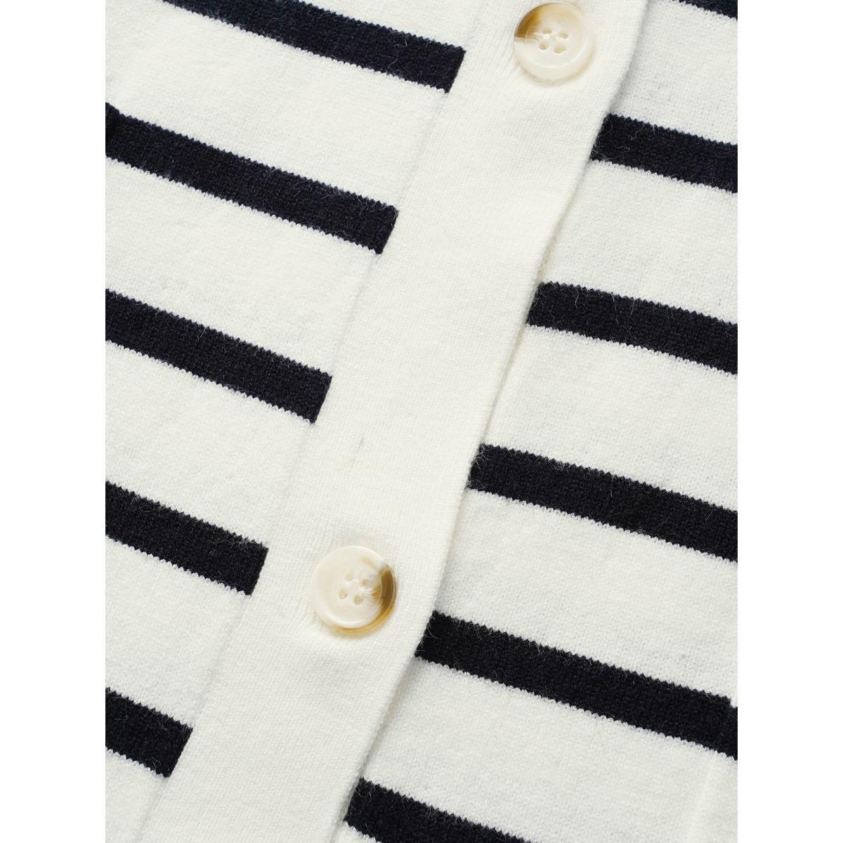 Plus Size Supersoft Essentials Striped Button Up Cardigan Ivory Women Casual Loose Long Sleeve Everyday Cardigans BloomChic 14-16/1X Product Image
