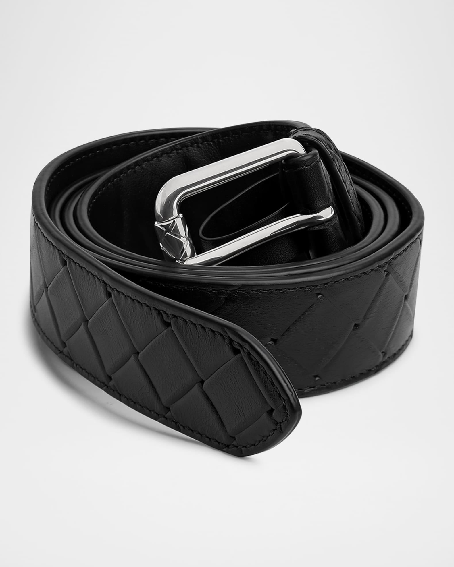 Men's Intrecciato Stamp Leather Belt Product Image