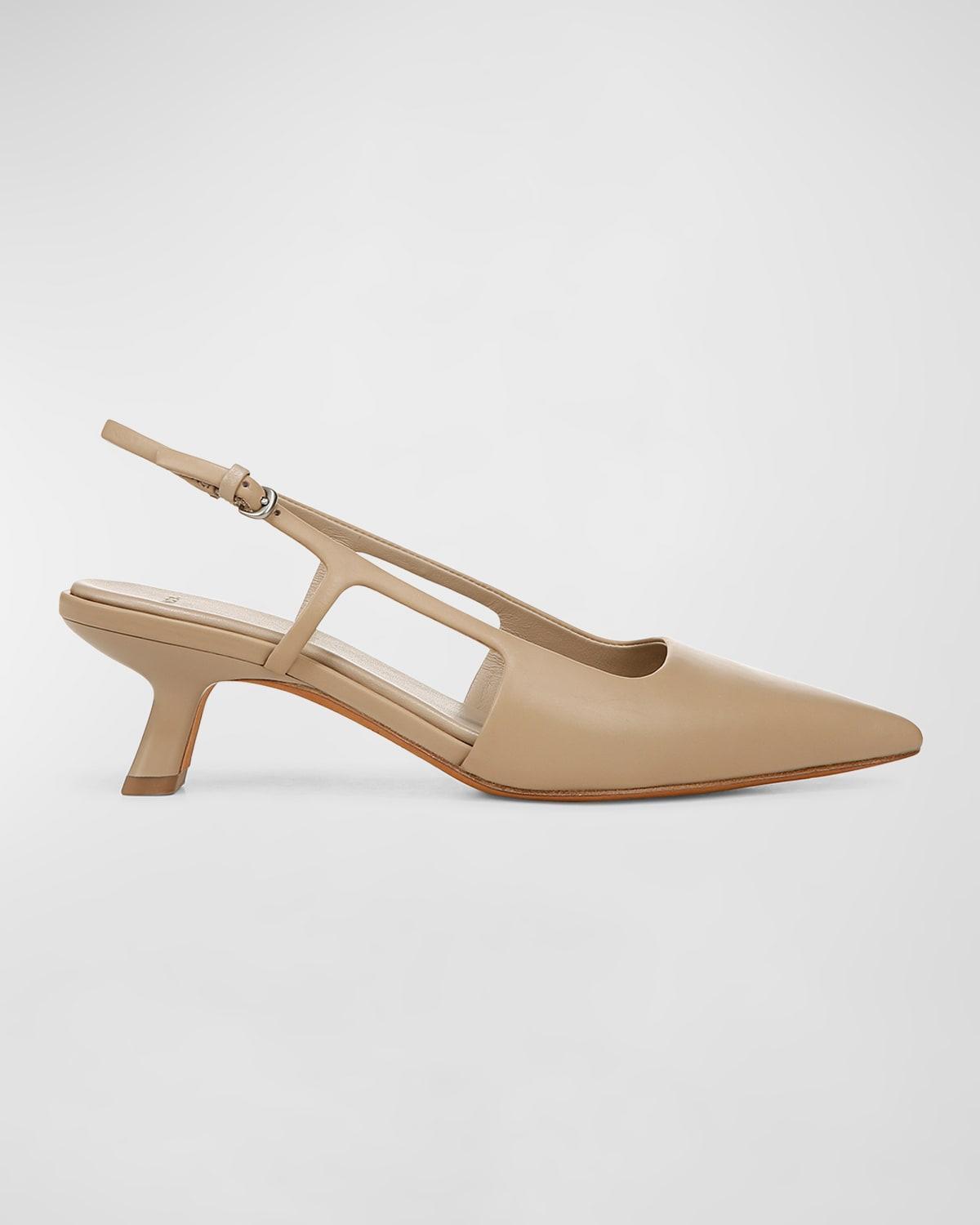 Bianca Leather Kitten Slingback Pumps Product Image