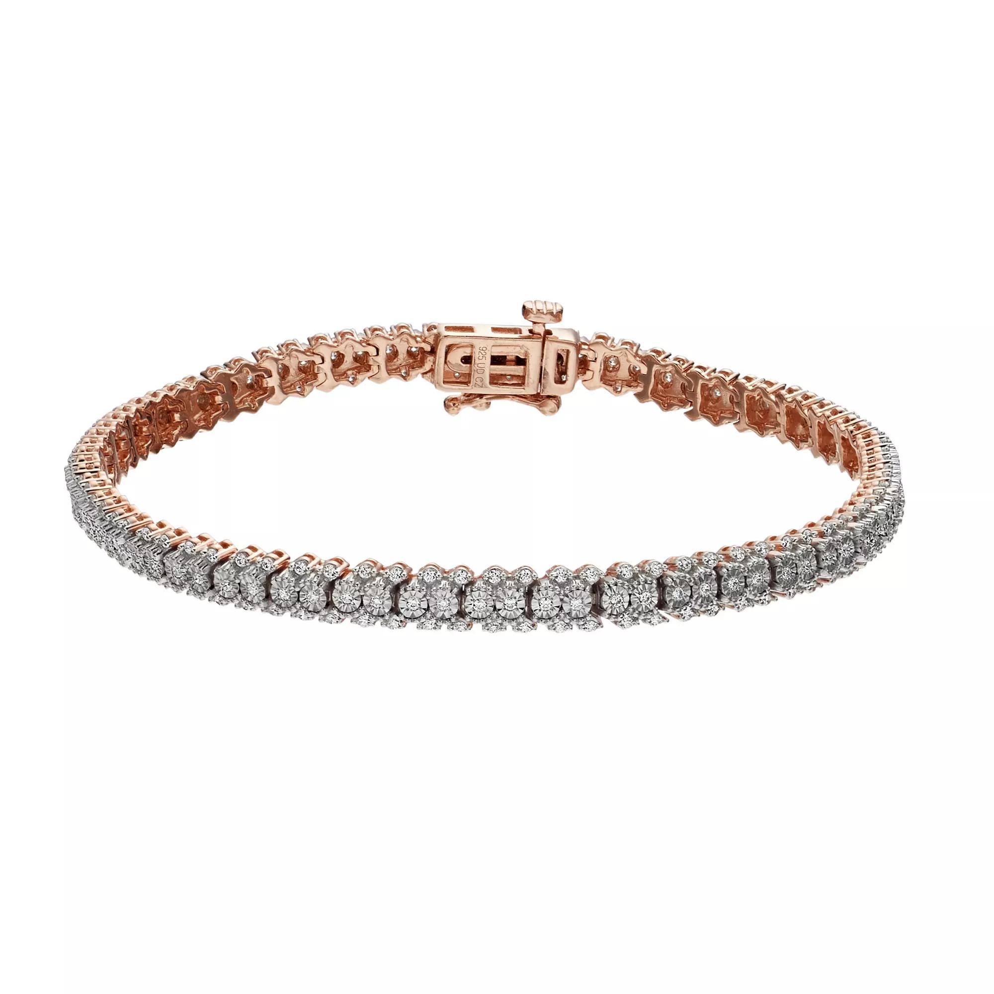 Sterling Silver 1 Carat T.W. Diamond Fashion Bracelet, Women's, Size: 7", Pink Tone Product Image