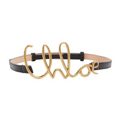 CHLOÉ Iconic Leather Belt Gold-tone Hardware In Black Product Image