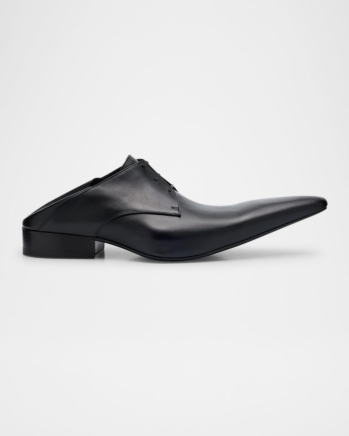 Men's Opera Calfskin Pointed-Toe Derby Shoes Product Image