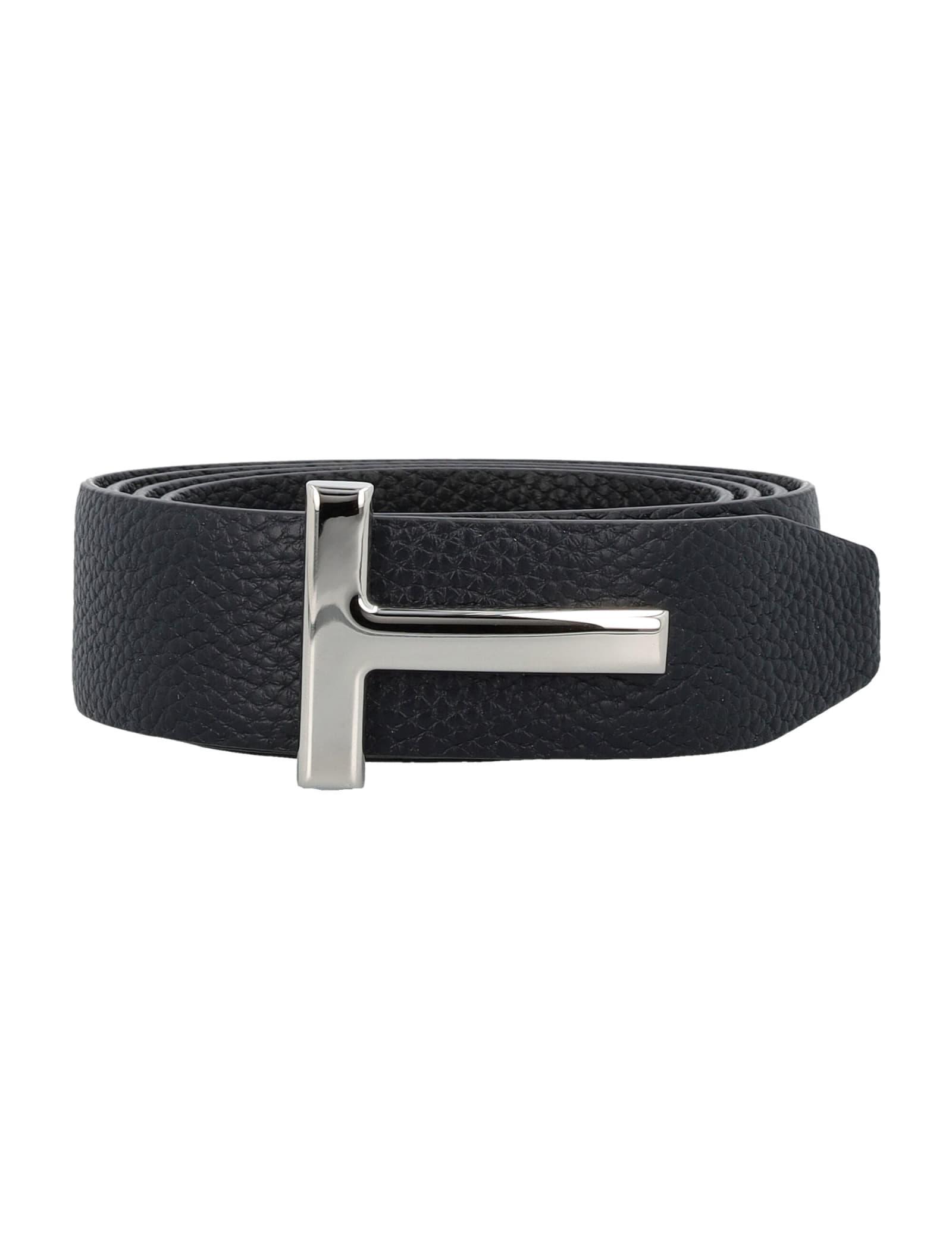TOM FORD Navy Blue Logo Buckle Belt Product Image