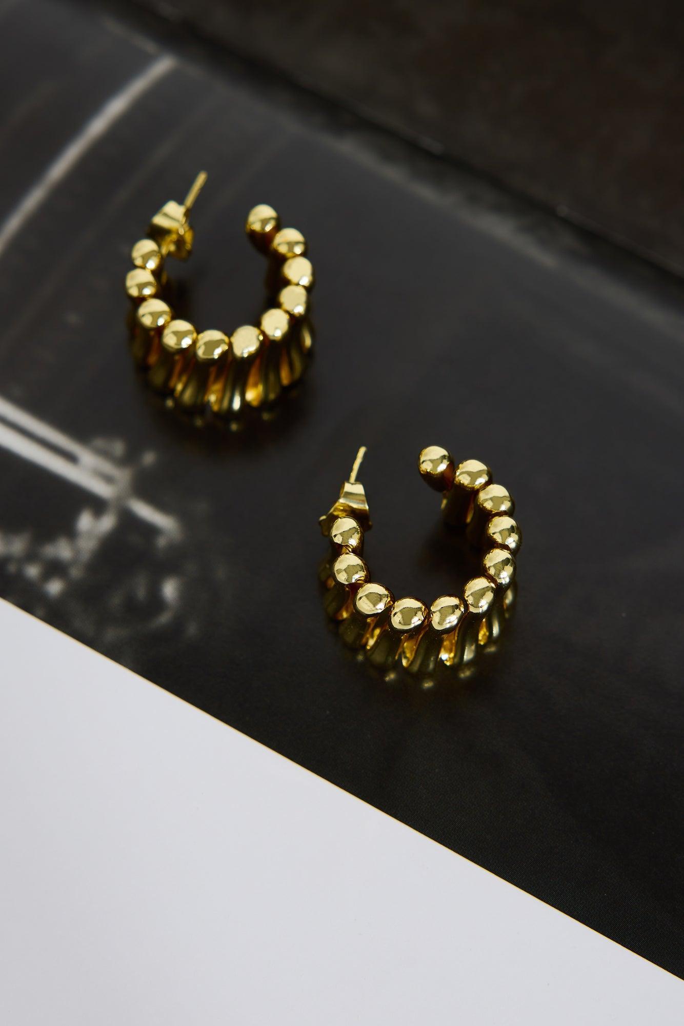18k Gold Plated Beach Promenade Earrings Gold Product Image