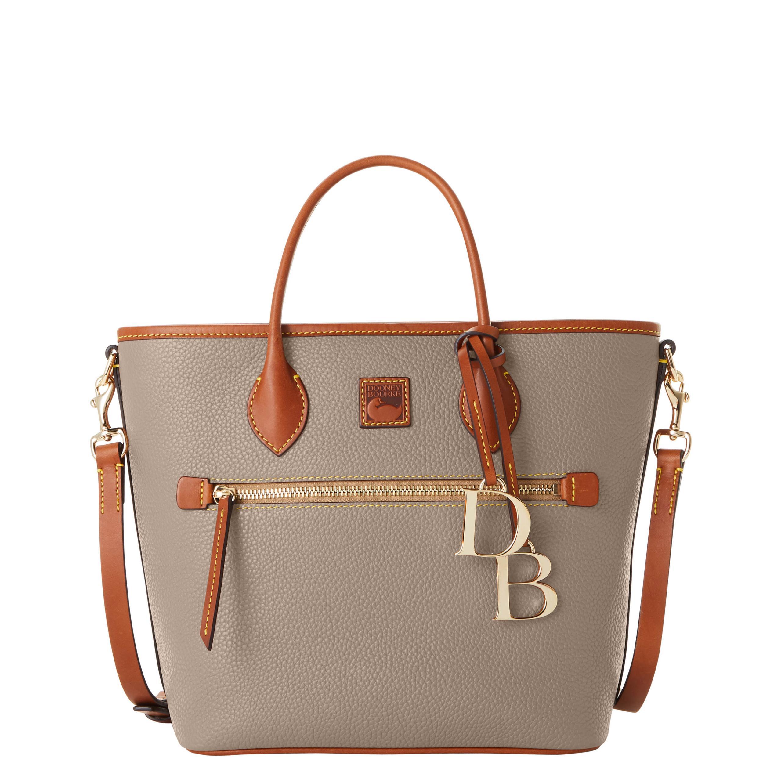Dooney & Bourke Womens Pebble Grain Handle Leather Tote Shopping Bag in Black Product Image