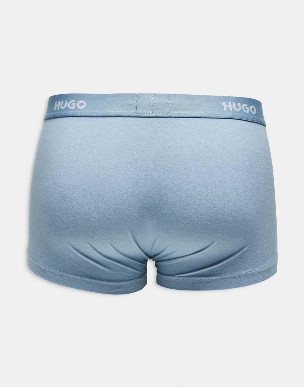 HUGO Red 3-pack logo tonal waistband trunks in white/navy/light blue Product Image