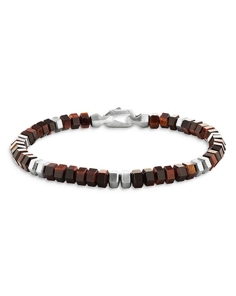 David Yurman Mens Hex Bead Bracelet in Sterling Silver with Red Tigers Eye, 6mm Product Image
