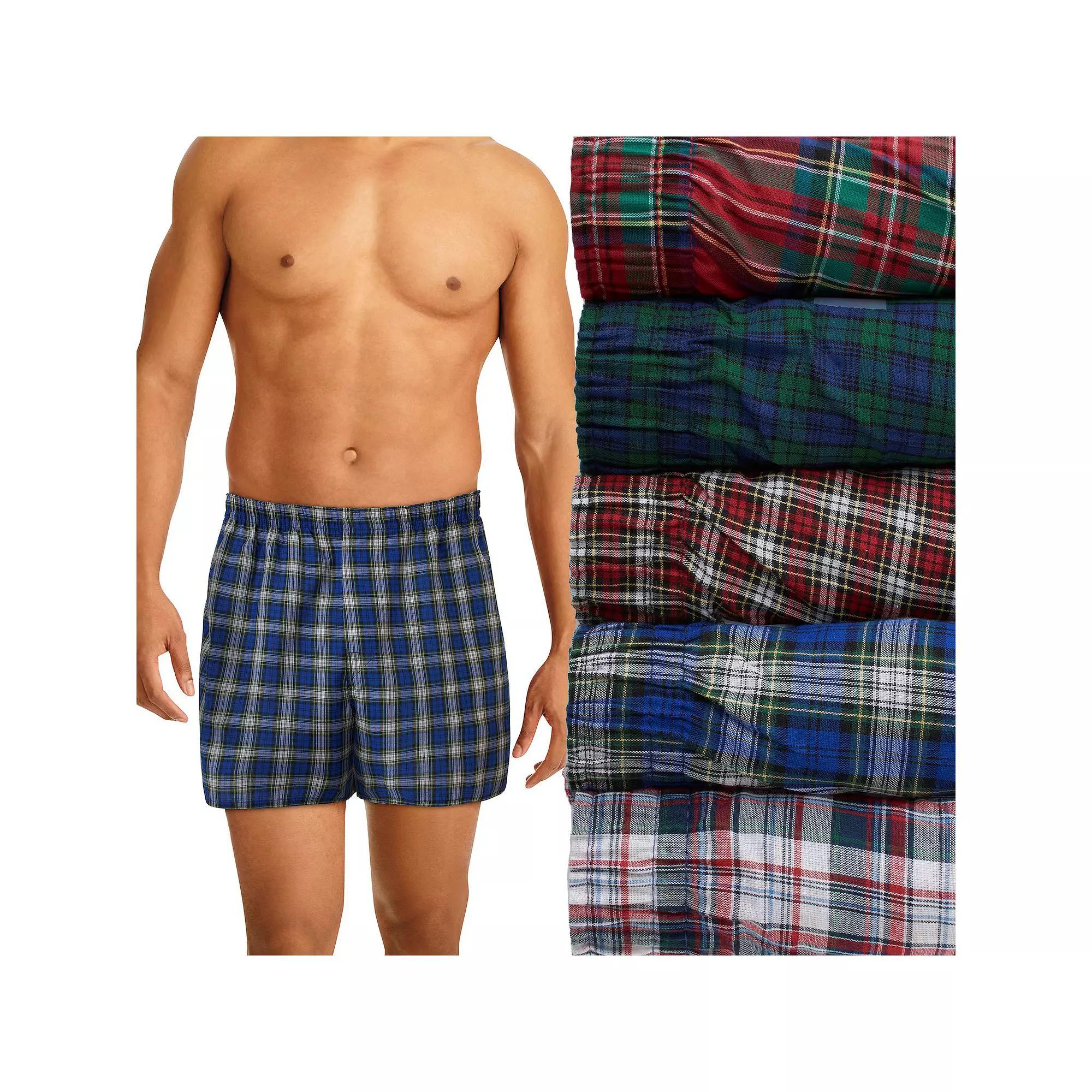 Hanes Ultimate 5-Pack Men's Woven Boxer Underwear, Size: Large, Tartan Plaid Product Image