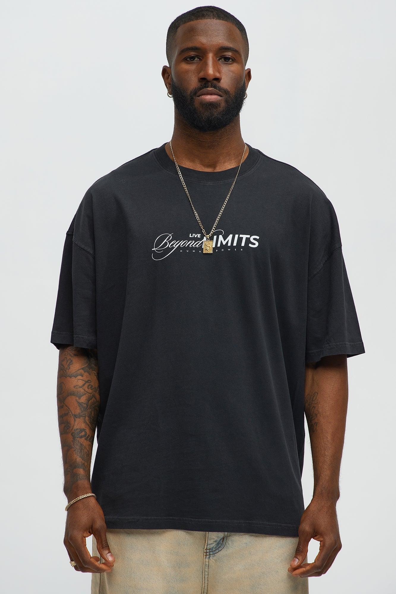 Live Beyond Limits Oversized Short Sleeve Tee - Black Wash Product Image
