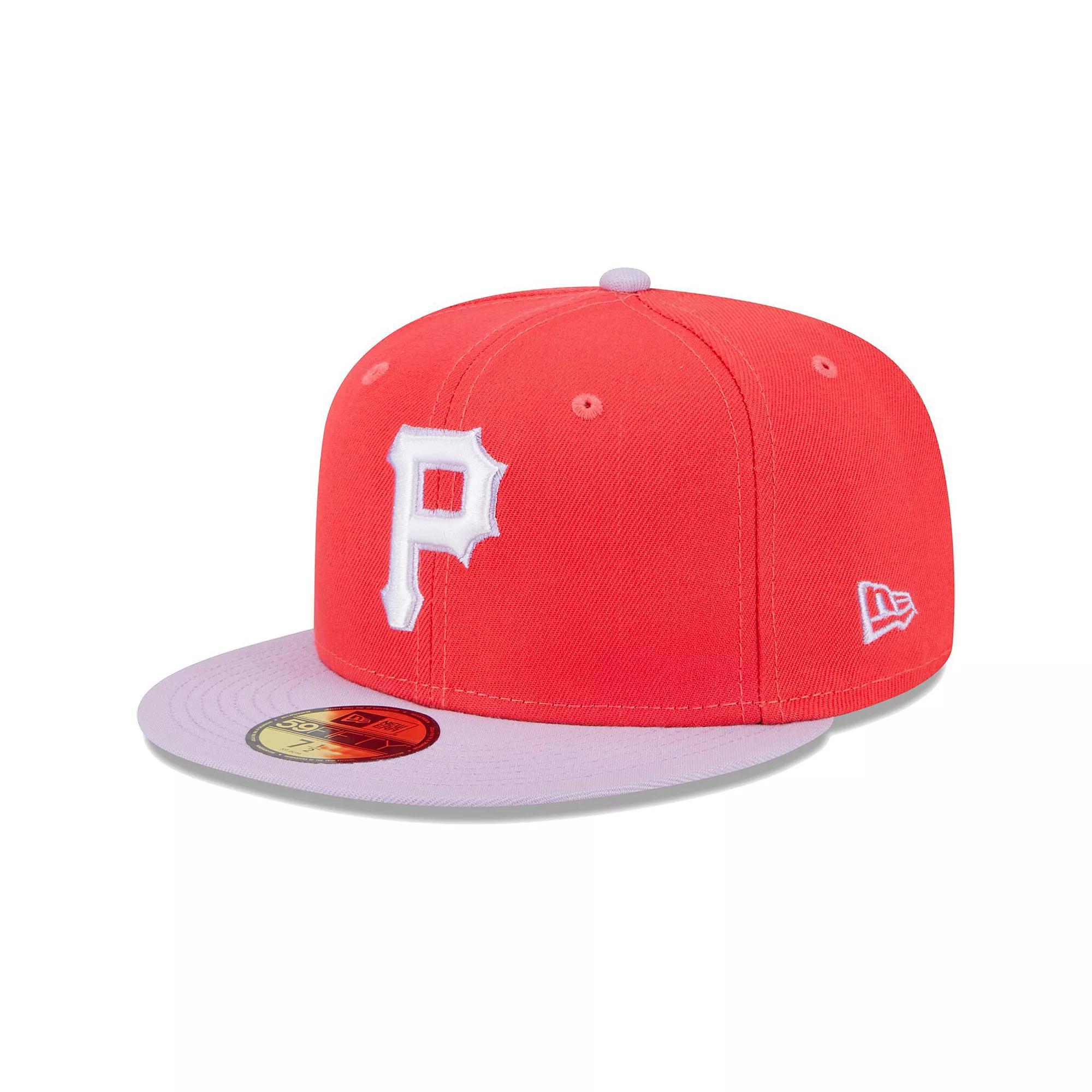 Men's New Era Red/Lavender Pittsburgh Pirates Spring Color Two-Tone 59FIFTY Fitted Hat, Size: 8 Product Image