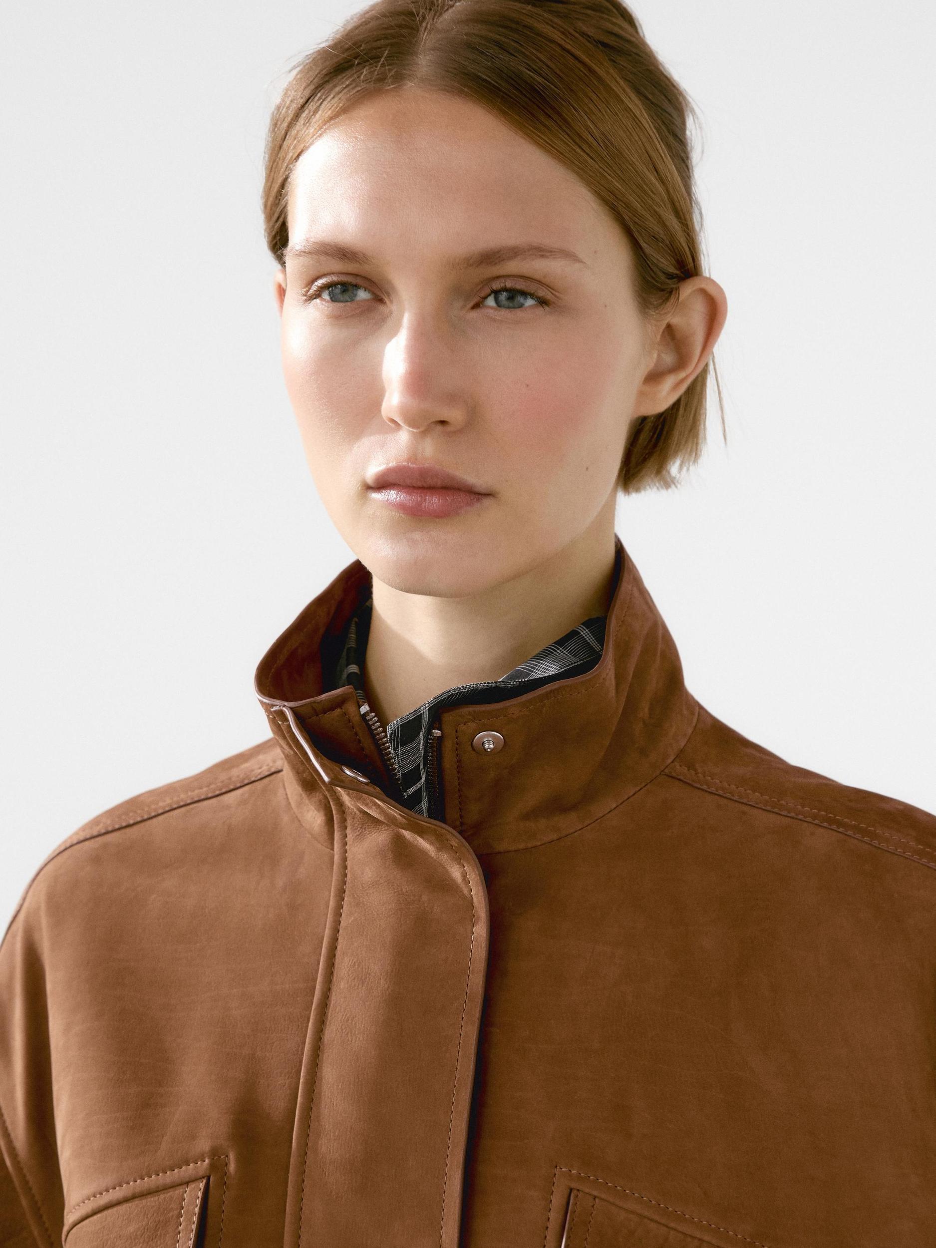 Nubuck suede leather bomber jacket Product Image