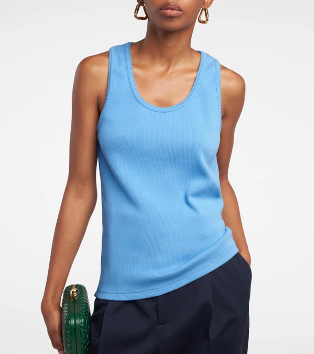 BOTTEGA VENETA Ribbed-knit Tank Top In Light Blue Product Image