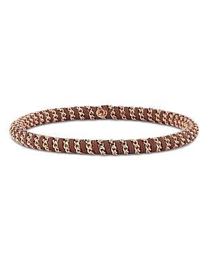 Roberto Demeglio Mens 18K Rose Gold Gio Brown Nautical Cord Stretch Bracelet Product Image