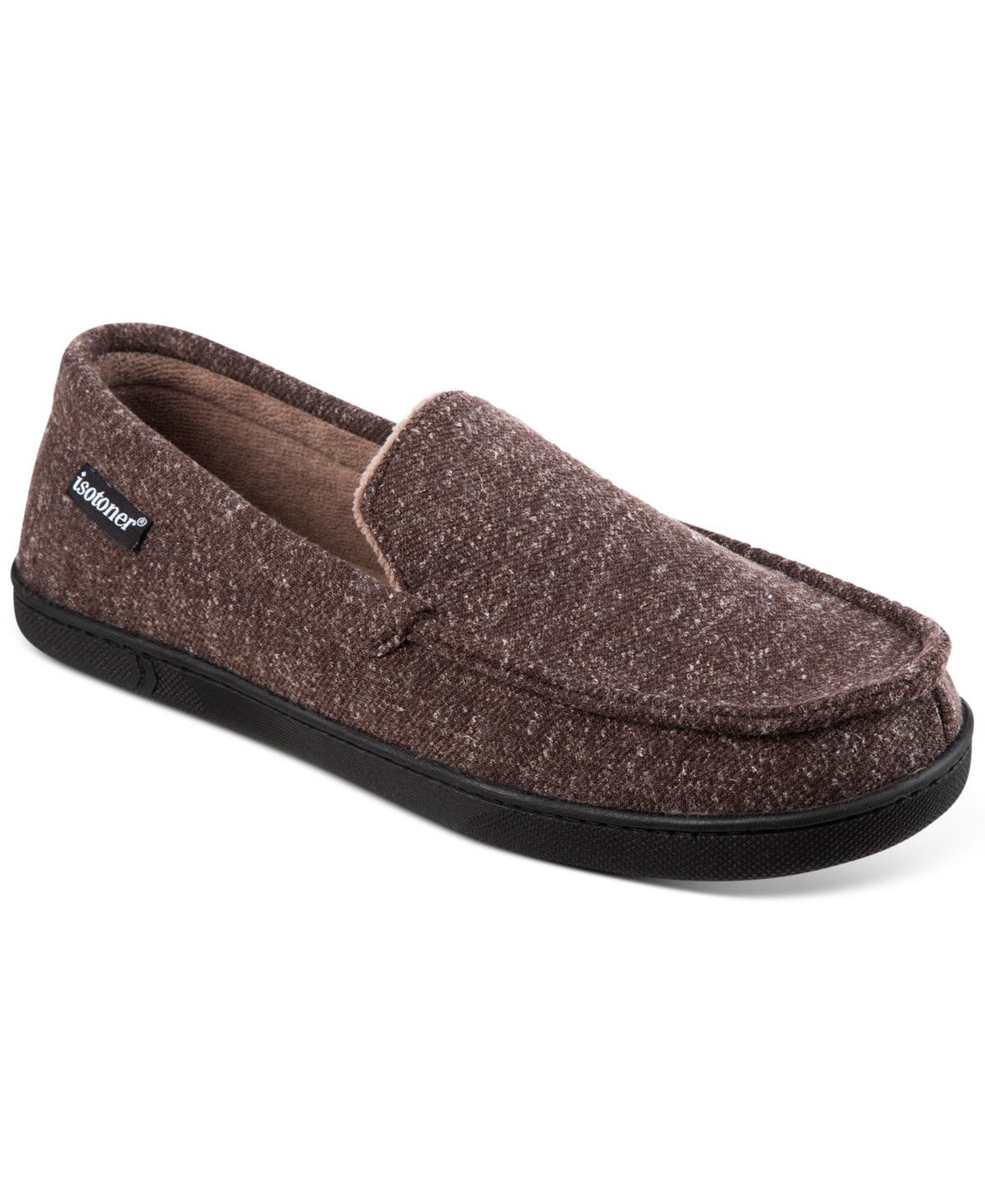 isotoner Preston Heather Knit Men's Moccasin Slippers, Size: XL, Blue Product Image