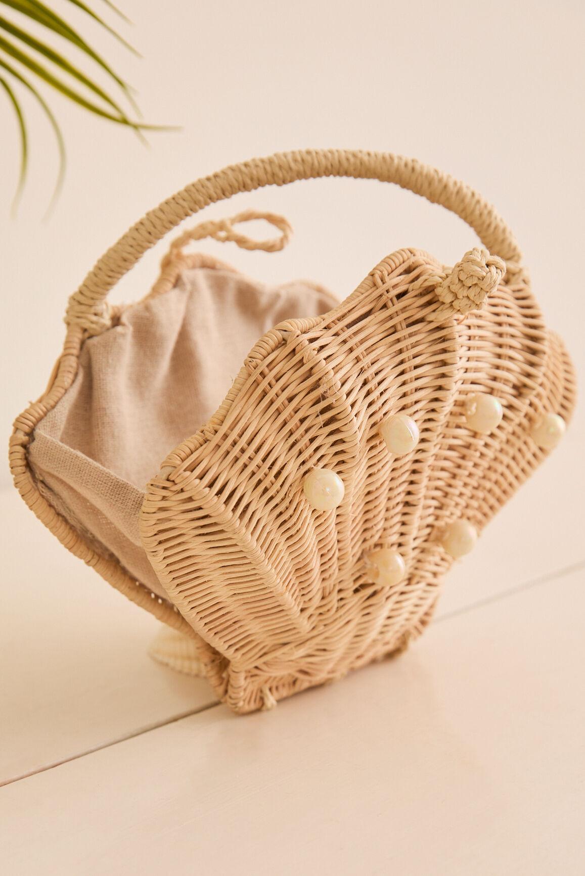 Straw Seashell Handbag Purse Product Image