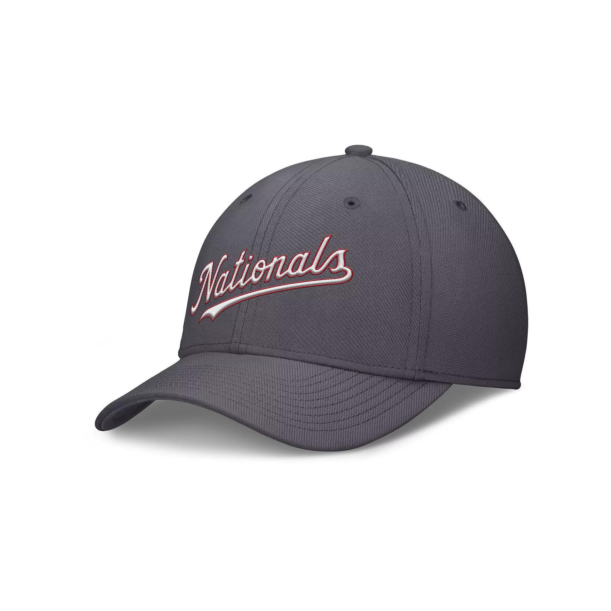 Men's Nike  Gray Washington Nationals Swoosh Performance Flex Hat, Size: Small/Medium, Grey Product Image