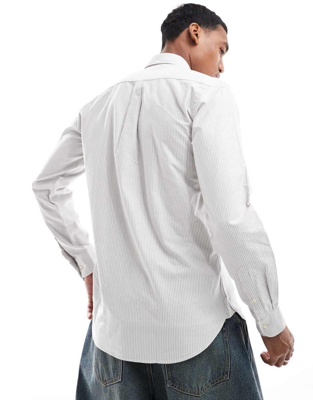 Scalpers New Oxford Shirt In Taupe Stripes  Product Image