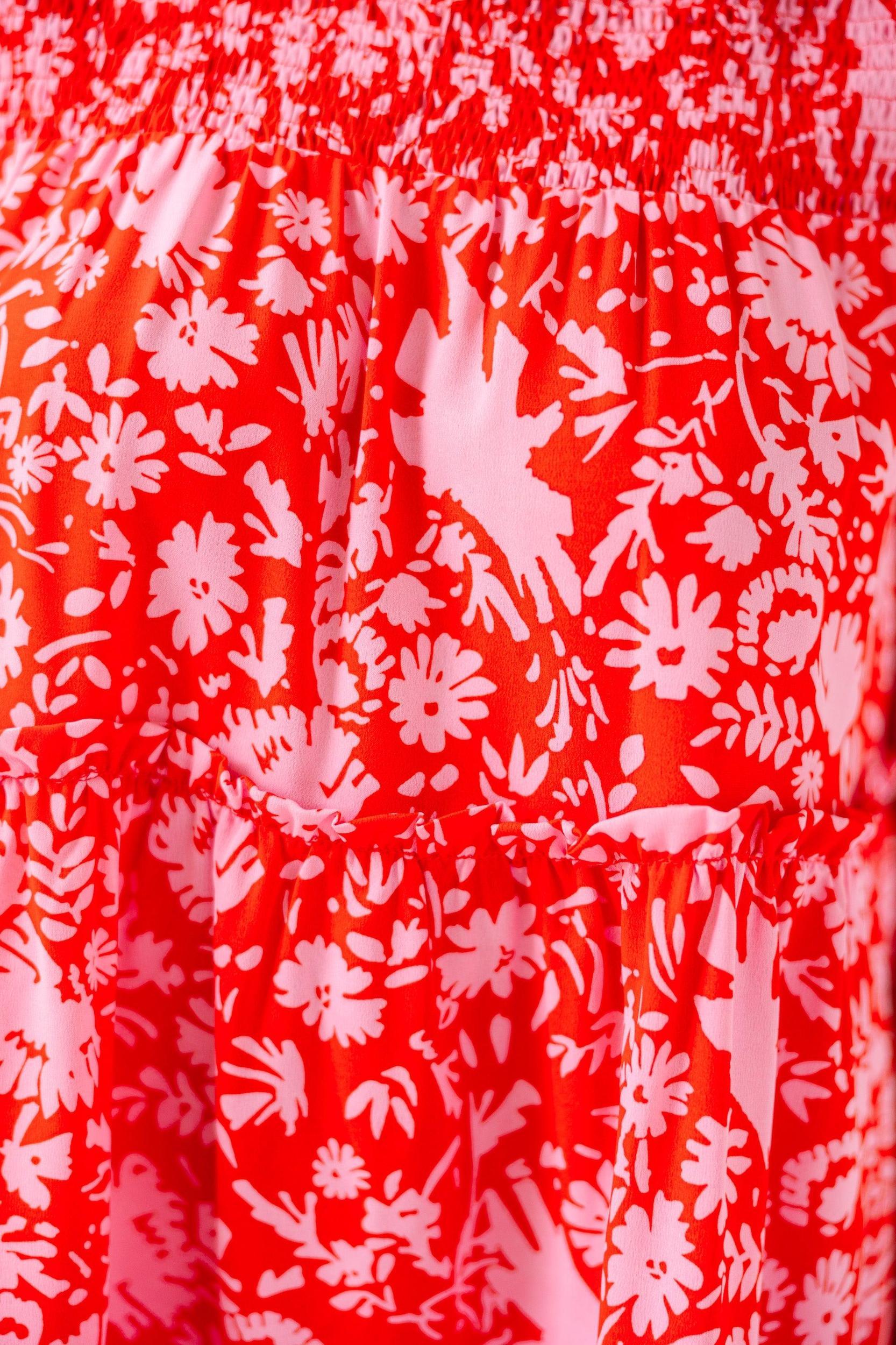 Stay With You Red Floral Babydoll Dress Female Product Image