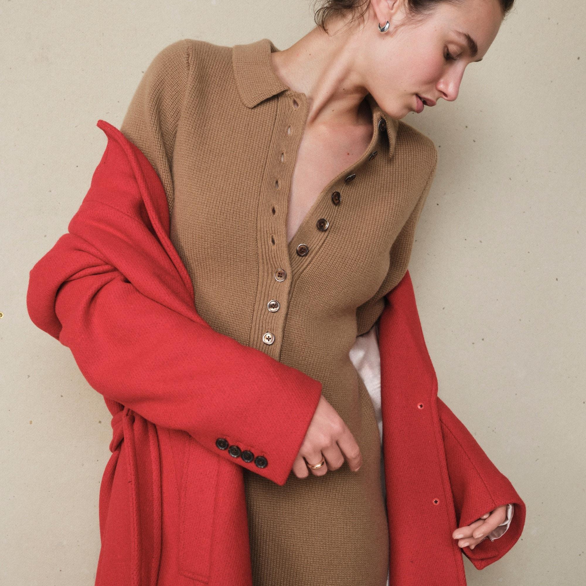 Wrap trench coat in Italian double-faced wool blend Product Image