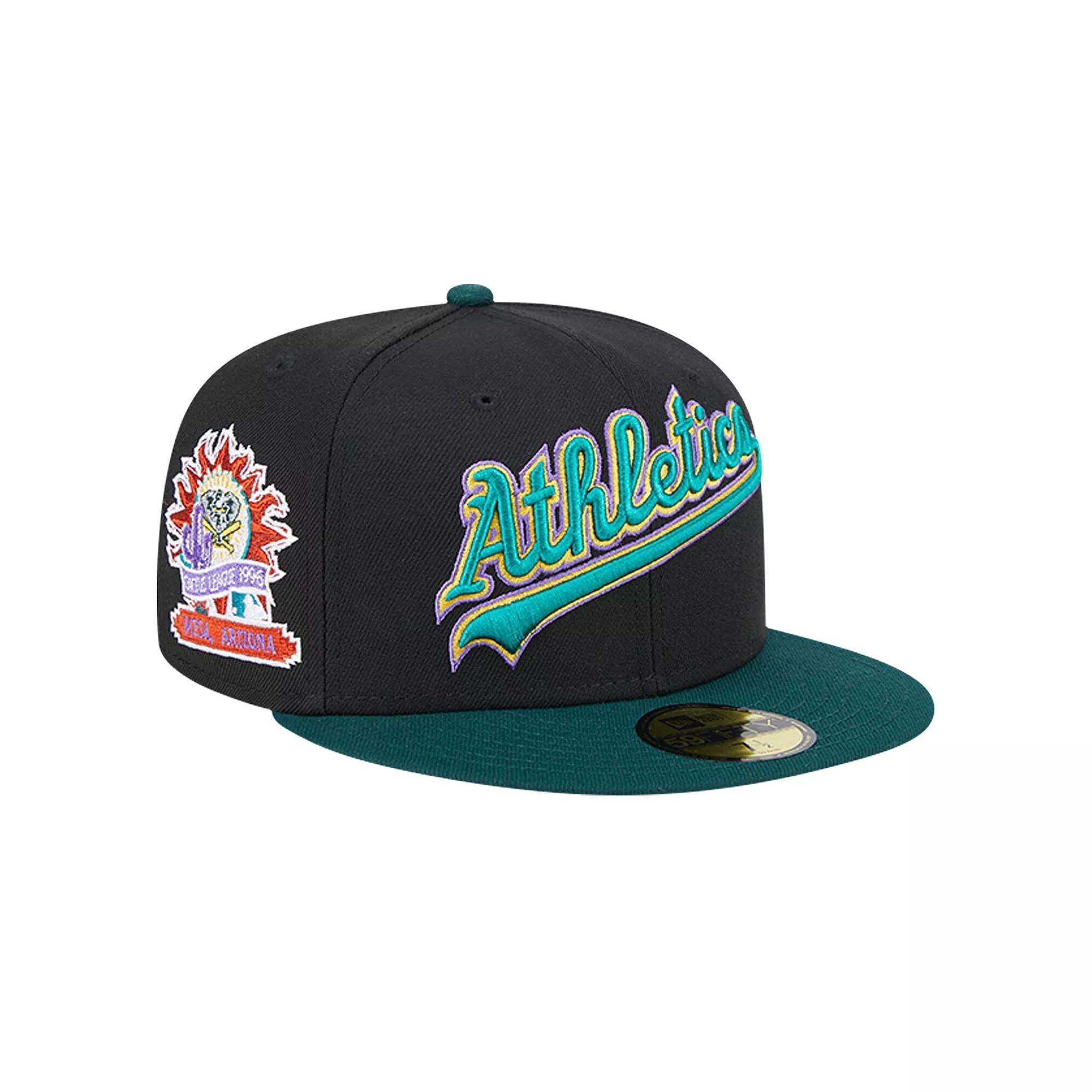Men's New Era Black Oakland Athletics  Retro Spring Training 59FIFTY Fitted Hat, Size: 7 Product Image