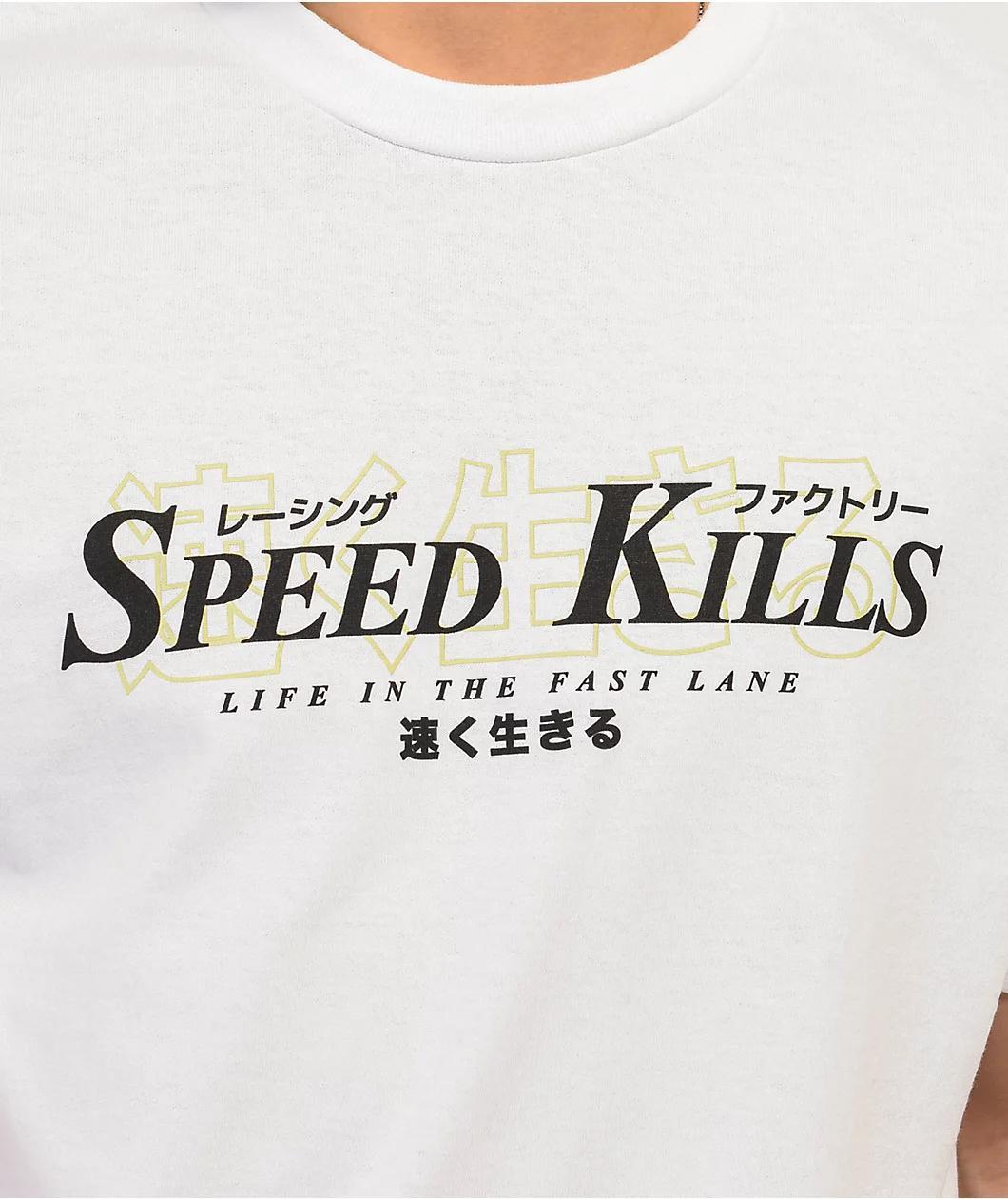 Speed Kills Speed Club White T-Shirt Product Image