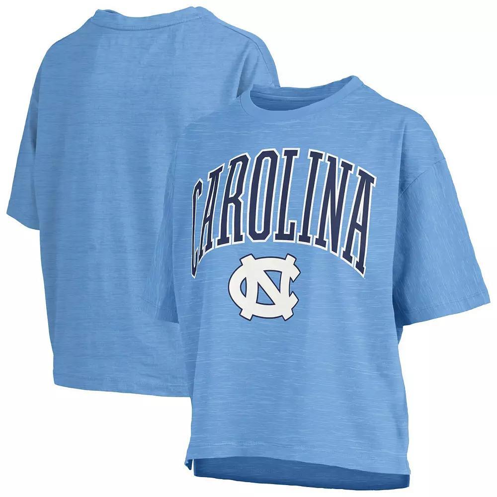 Women's Pressbox Carolina Blue North Carolina Tar Heels Nelson Arch Over Logo Waist Length Oversized Slub T-Shirt, Size: XL, Light Product Image