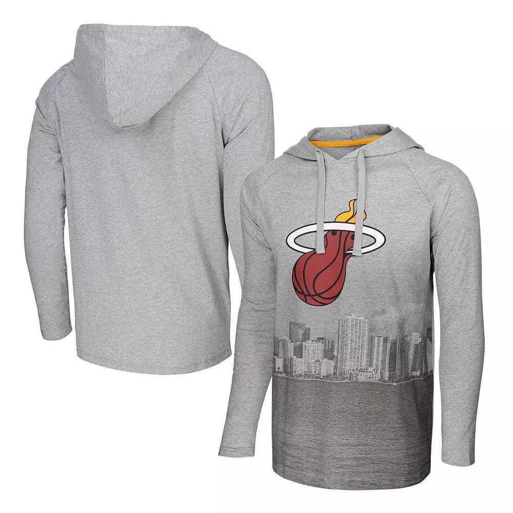 Men's Stadium Essentials Heather Gray Miami Heat Atrium Raglan Long Sleeve Hoodie T-Shirt, Size: Small, Grey Product Image