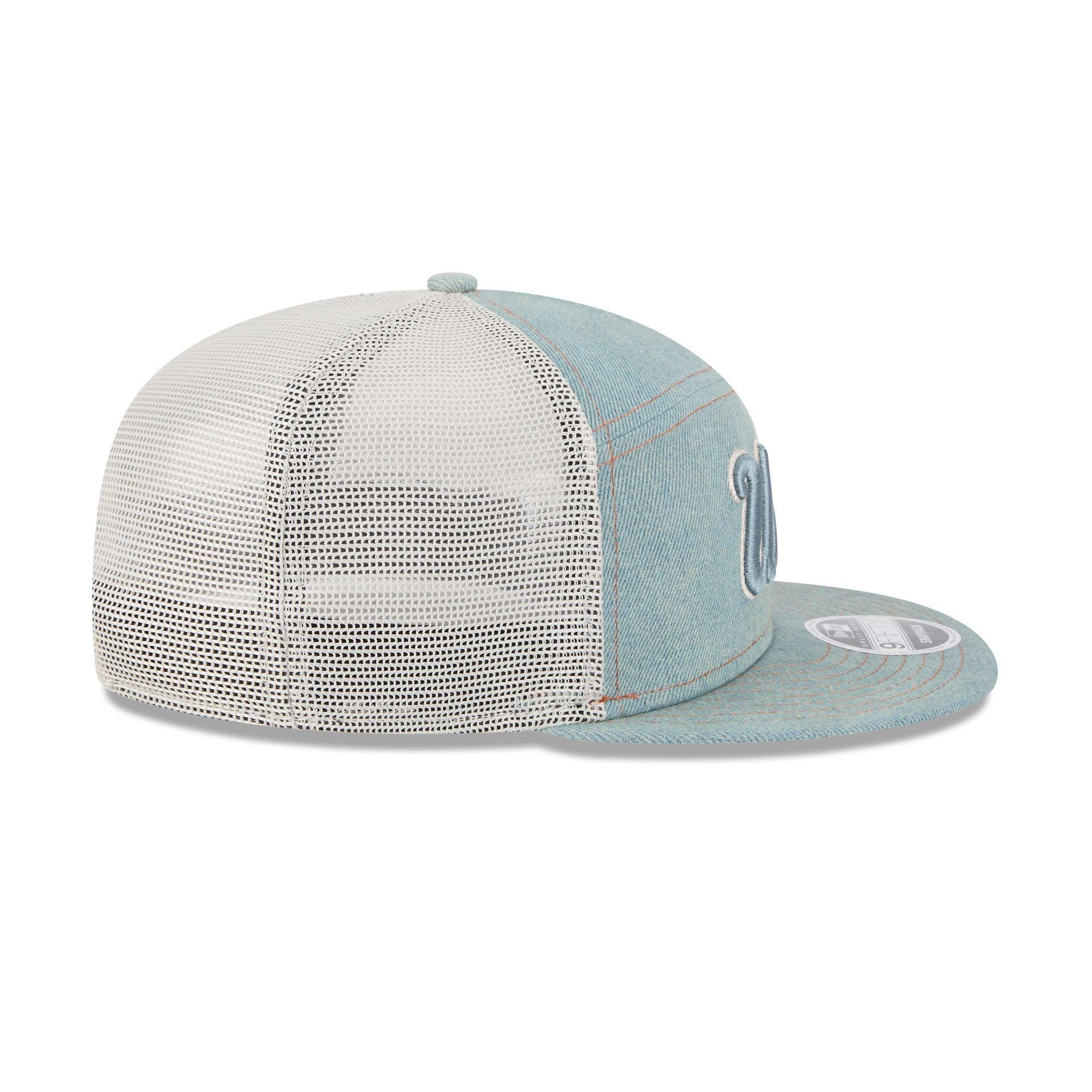 Los Angeles Dodgers Denim Split Panel 9FIFTY Trucker Hat Male Product Image