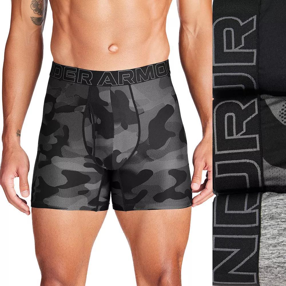 Men's Under Armour 3-pack Performance Tech Fashion 6-in. Boxer Briefs, Size: 3XL, Black Product Image