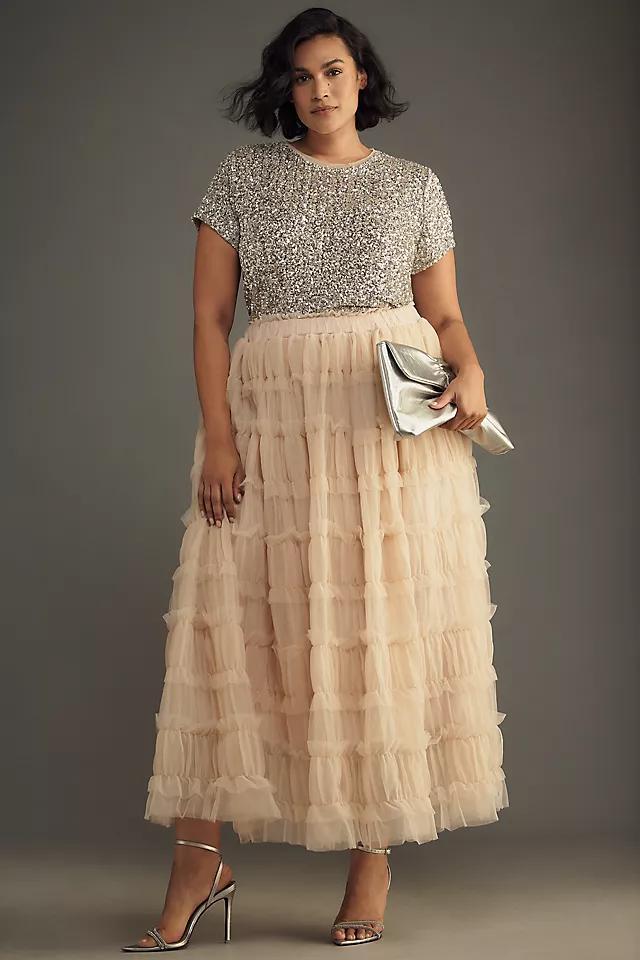 By Anthropologie Shirred Tulle Maxi Skirt Product Image