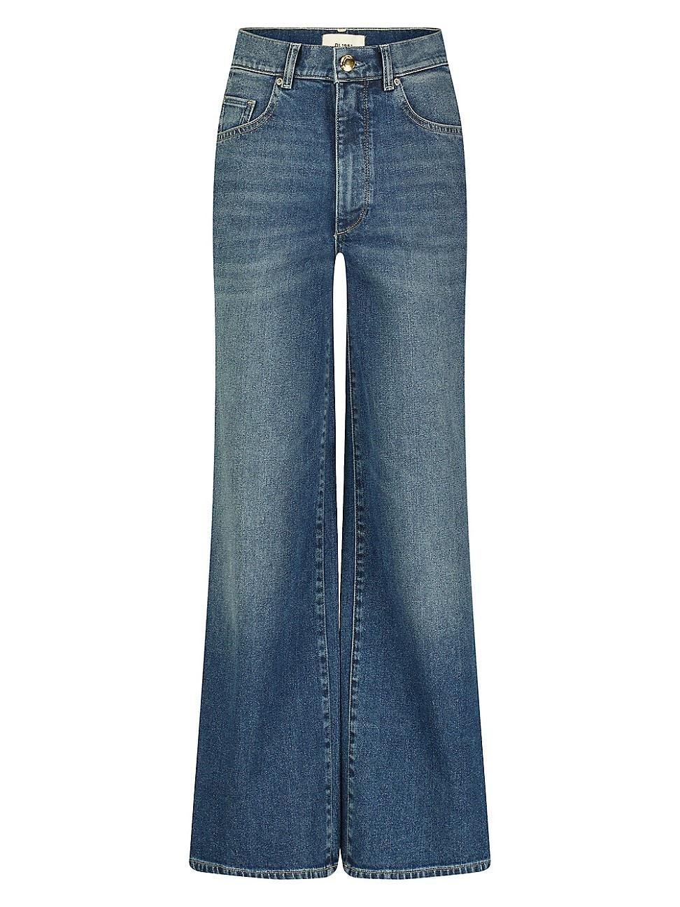 Womens Hepburn Wide Leg High Rise Ankle Jeans Product Image