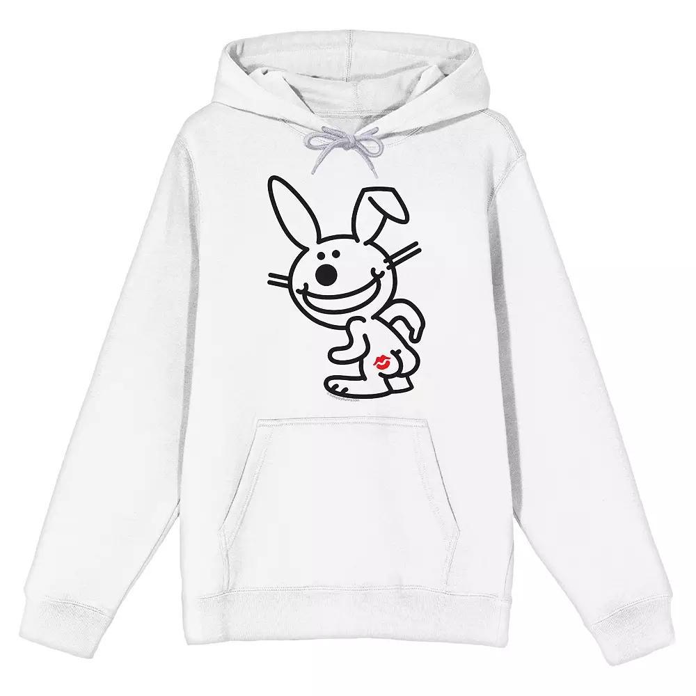 Men's Its Happy Bunny Kiss Mark Graphic Hoodie, Size: Small, White Product Image
